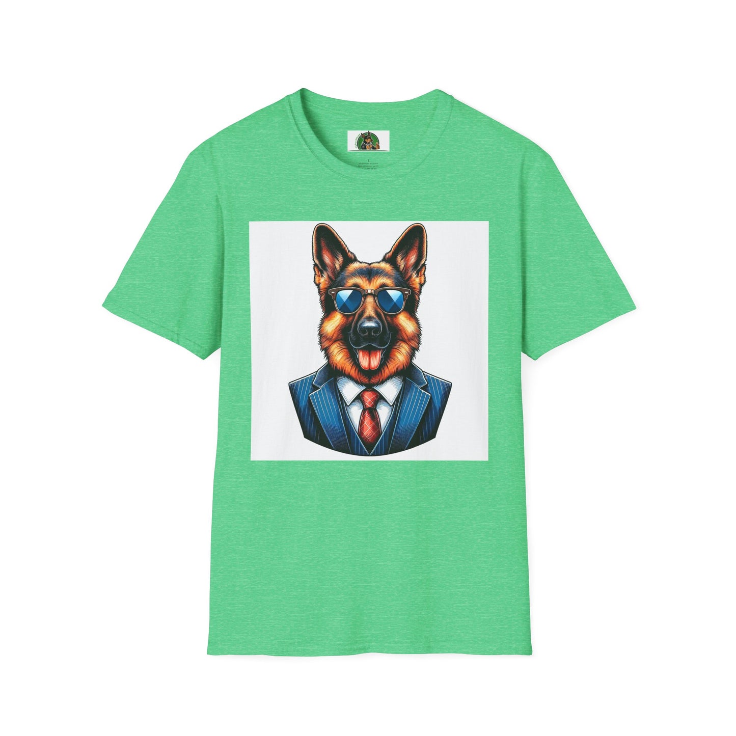 German Shepherd suit and tie T-Shirt Printify Heather Irish Green S