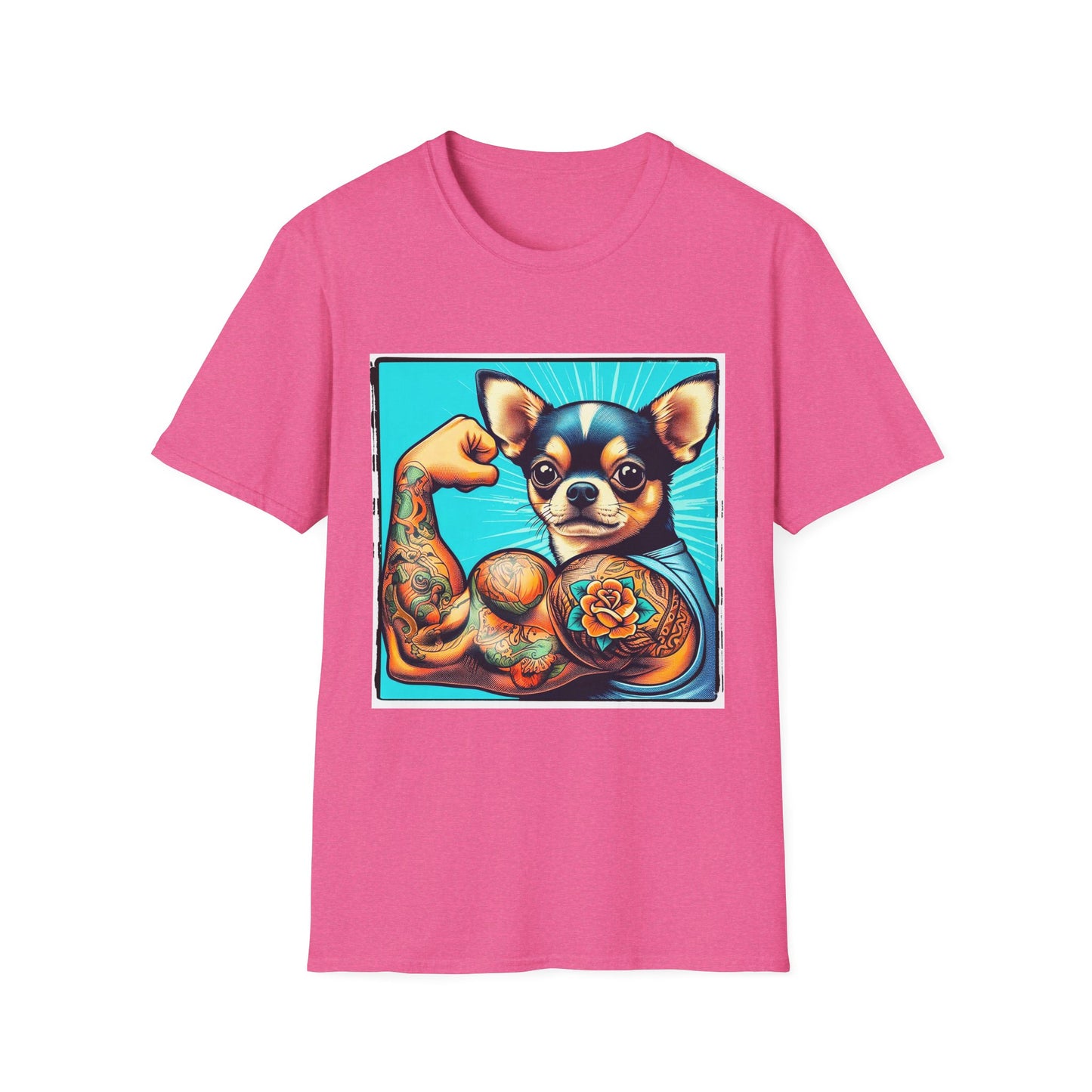 Chihuahua gym rat t shirt T-Shirt Printify S Heather Heliconia