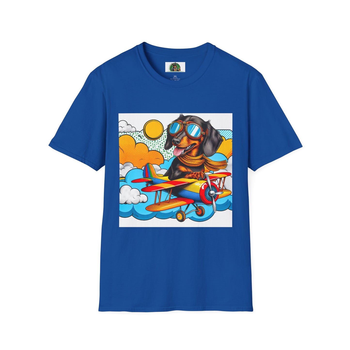 Dachshund pilot t shirt T-Shirt Printify Royal S
