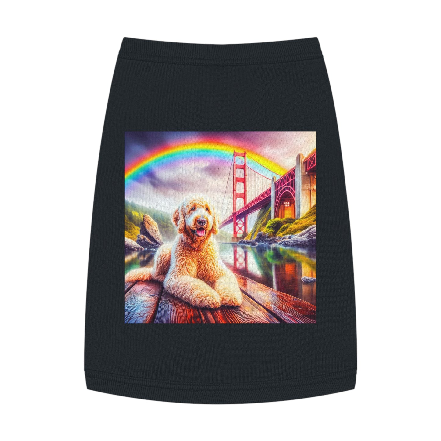 Pet Tank Golden Doodle pretty rainbow shirt Pets Printify M Black