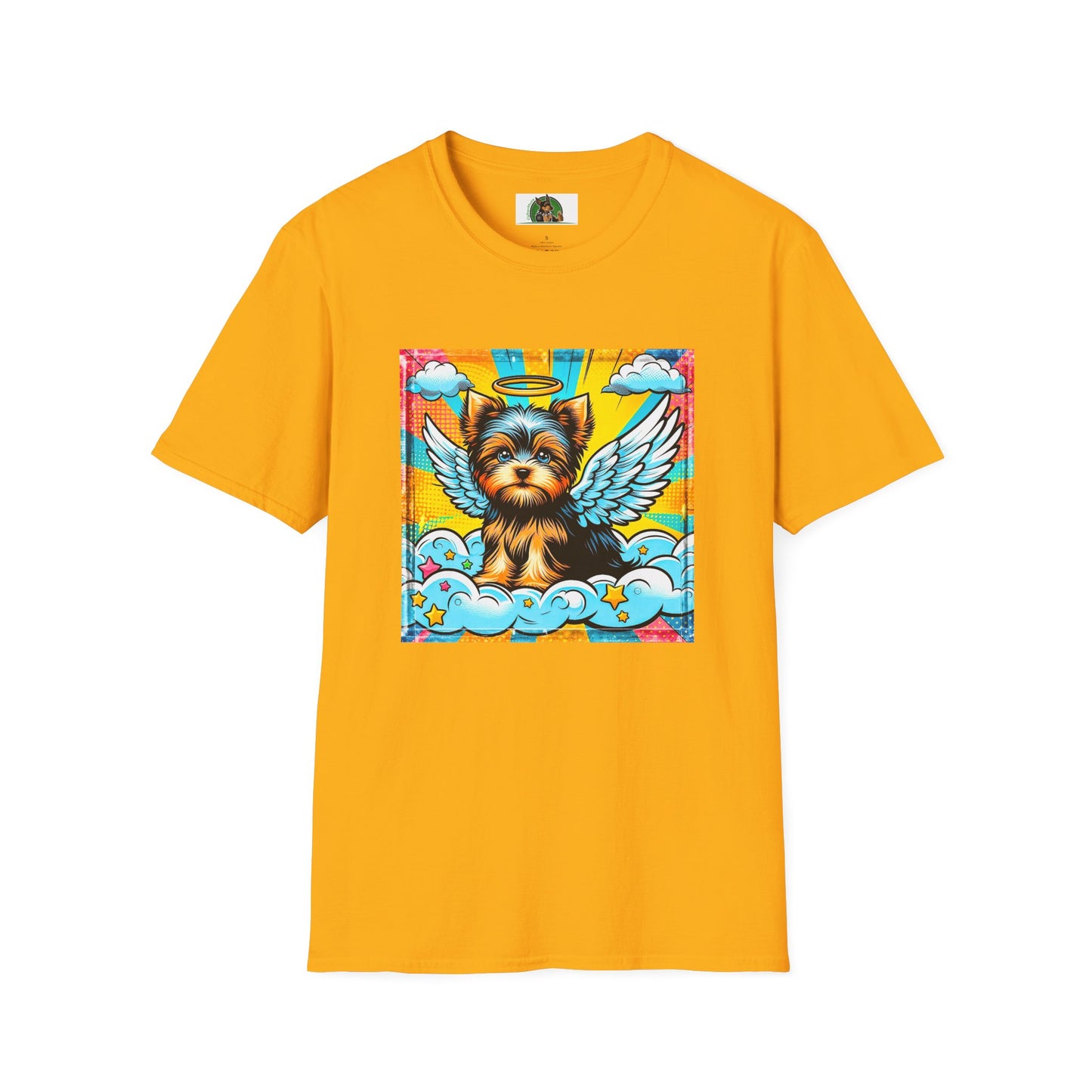 Yorkie pop art clouds shirt T-Shirt Printify S Gold