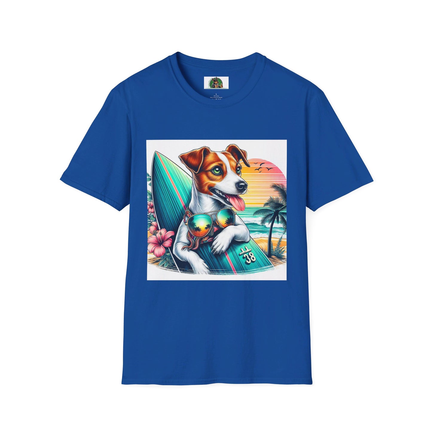 Jack Russell Sunset Surfer T-Shirt Printify S Royal