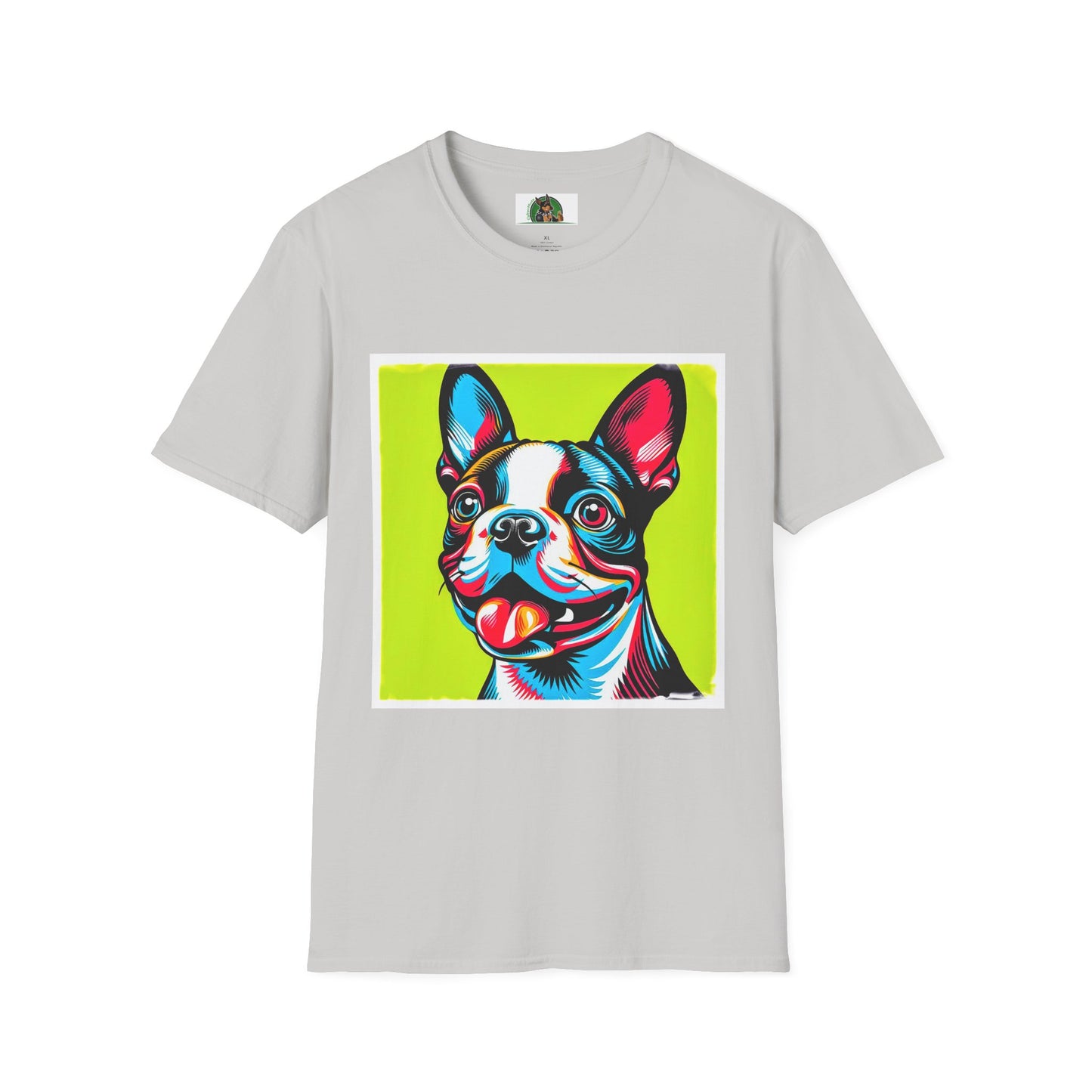 Boston Terrier Pop Art TShirt T-Shirt Printify S Ice Grey