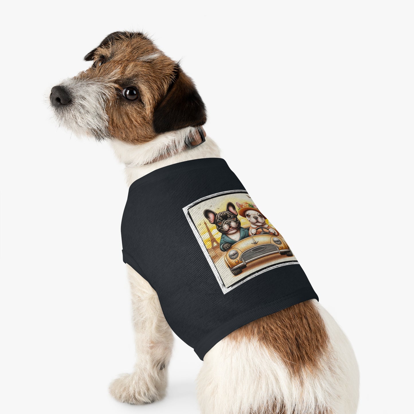Wacky Pet Tank Top French Bulldog pretty in Paris t shirt Pets Printify