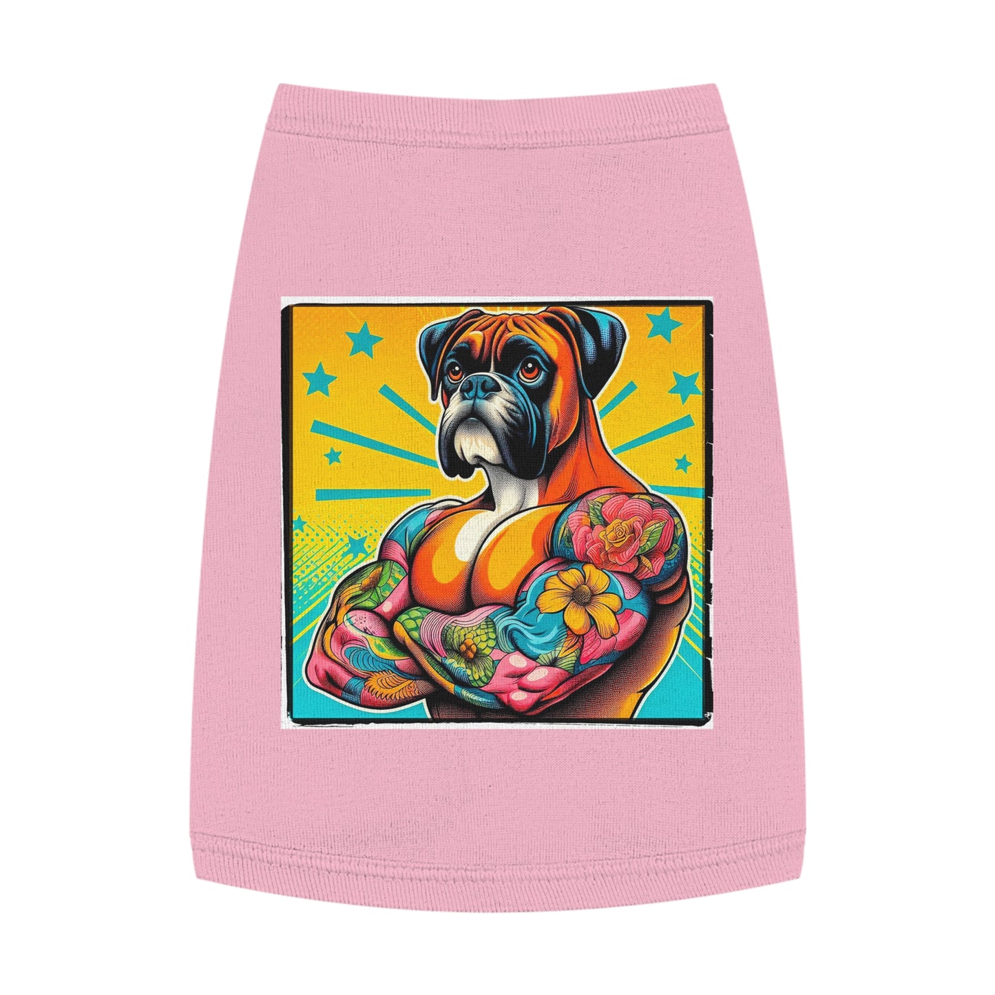 Pet Tank Top Boxer Tattooed Dog Pets Printify M Pink