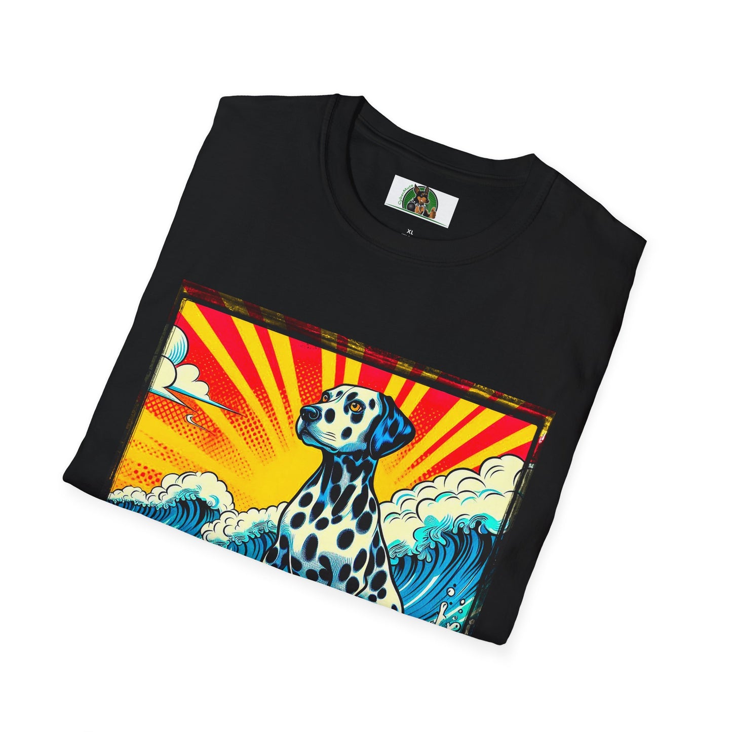 Dalmatian colorful surfing t shirt T-Shirt Printify