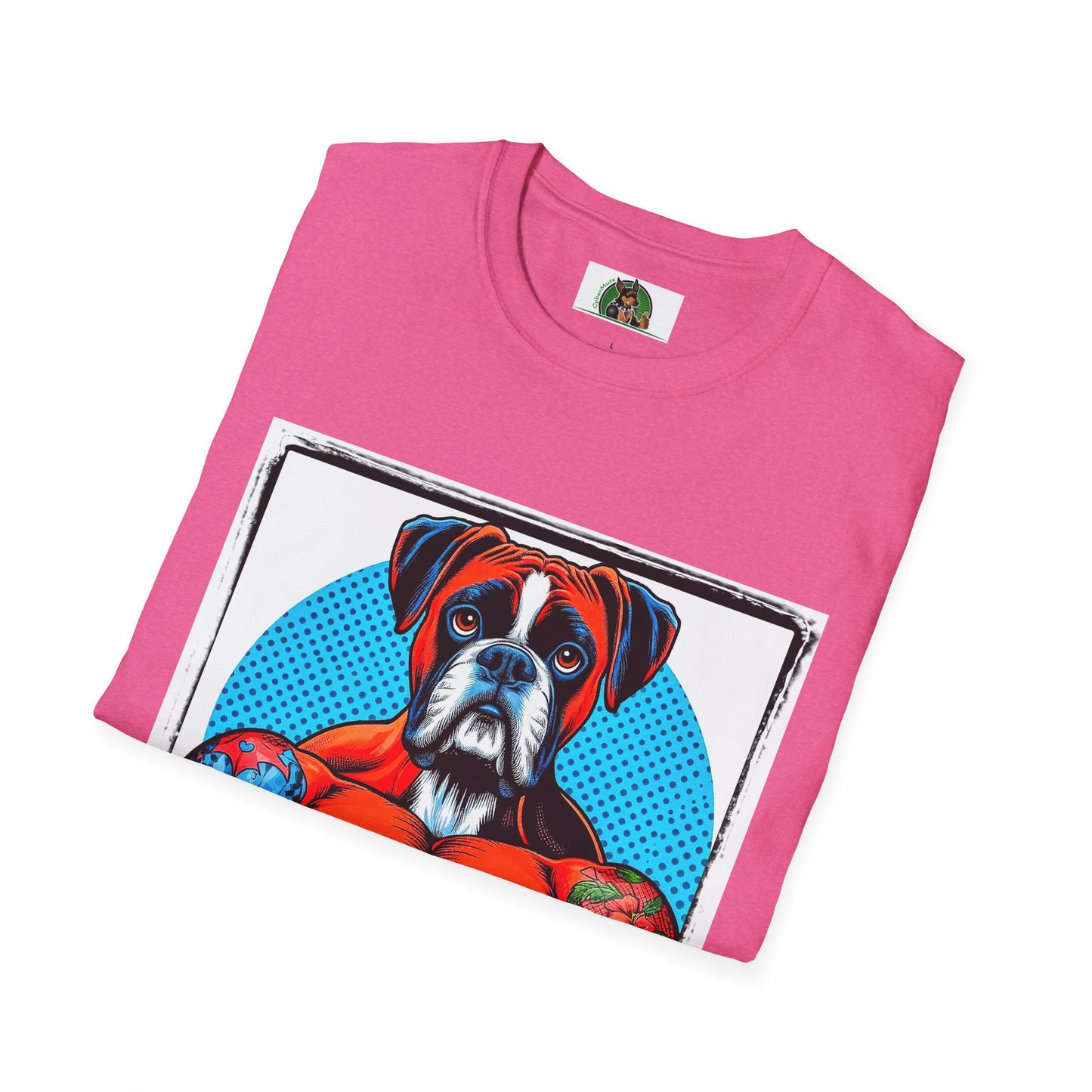 Boxer Tattooed Pop Art Dog TShirt T-Shirt Printify