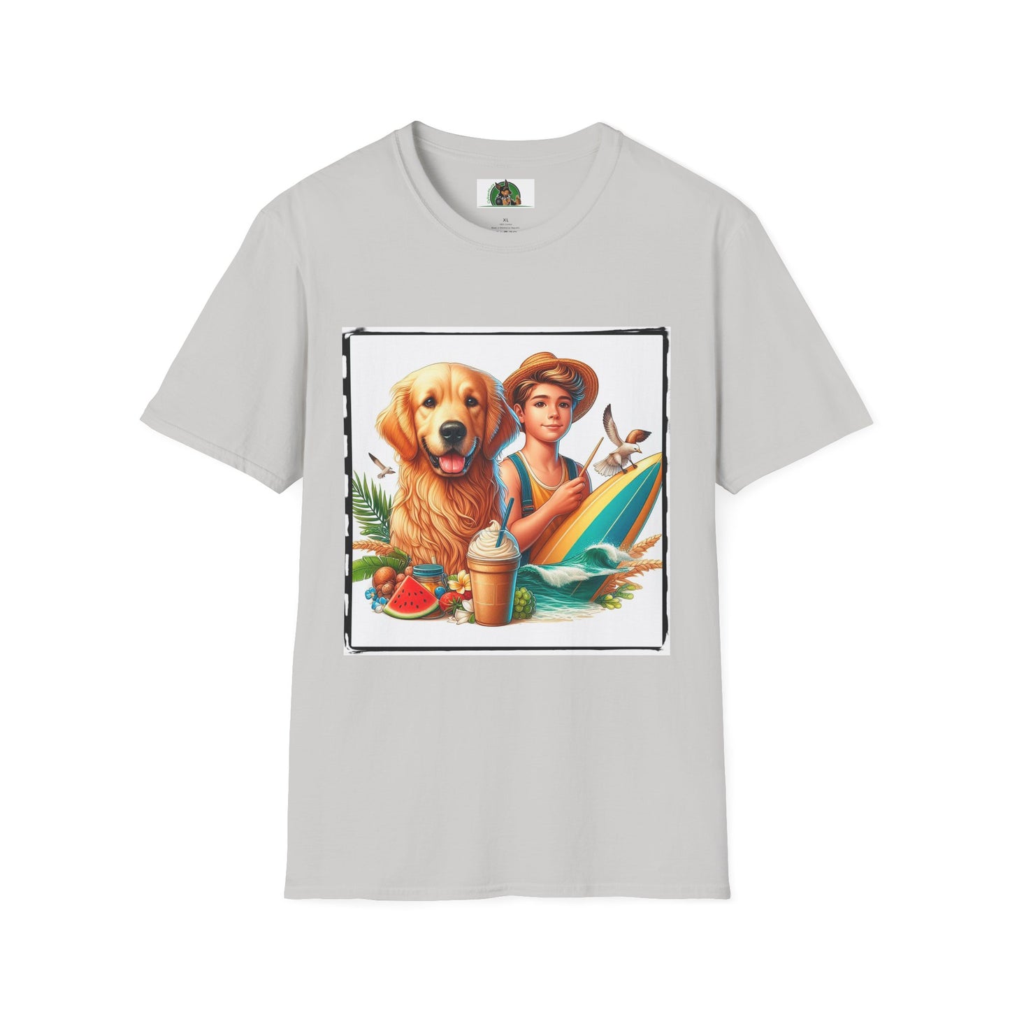 Golden Retriever boy and handsome puppy T-Shirt Printify S Ice Grey