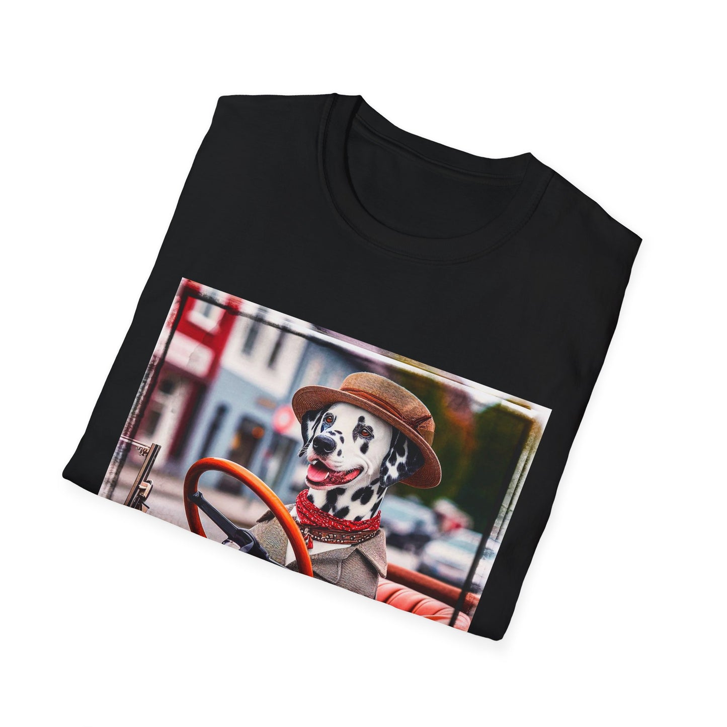 Dalmatian driving and cruising t shirt T-Shirt Printify