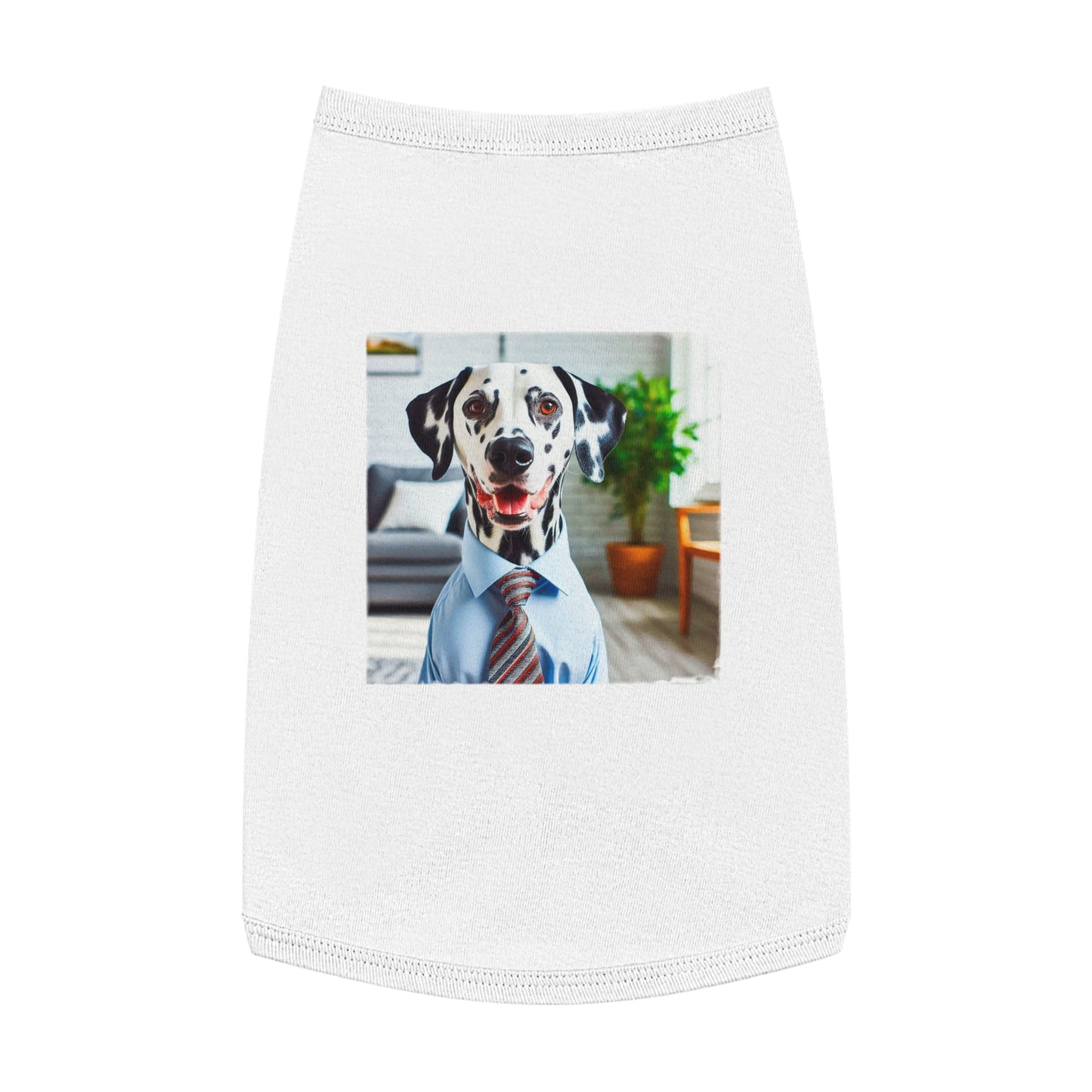 Pet Tank Top Dalmatian happy businessman t shirt Pets Printify L White