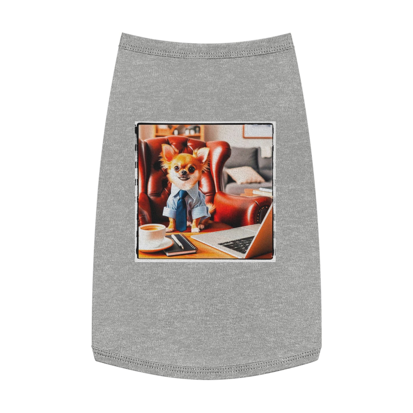 Pet Tank Top Chihuahua suit and tie t shirt Pets Printify L Heather