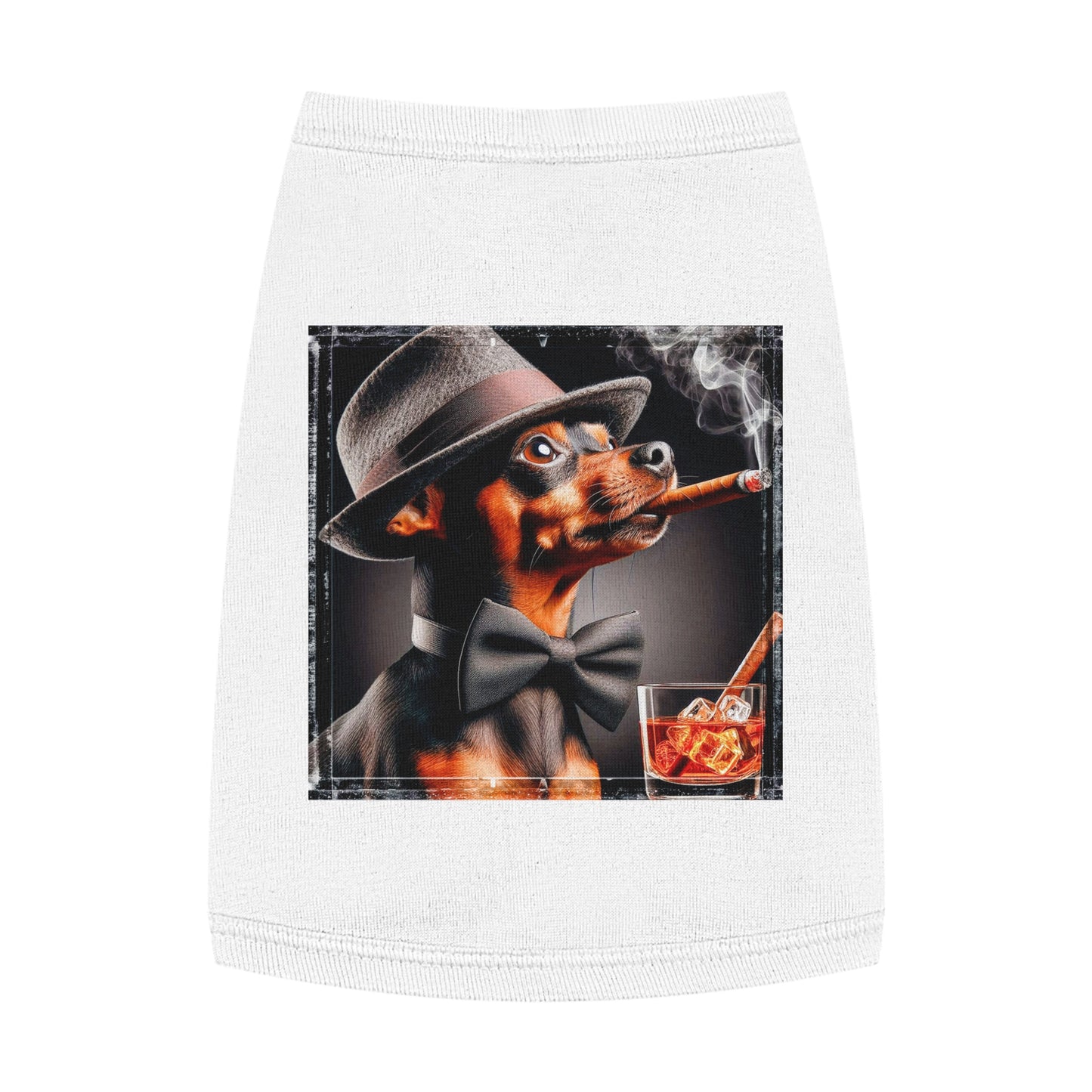 Min Pin Tank Tops cigars Pets Printify M White