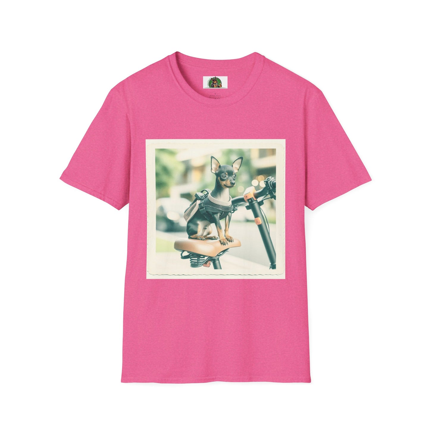 Min Pin T-Shirt scooter riding T-Shirt Printify S Heather Heliconia