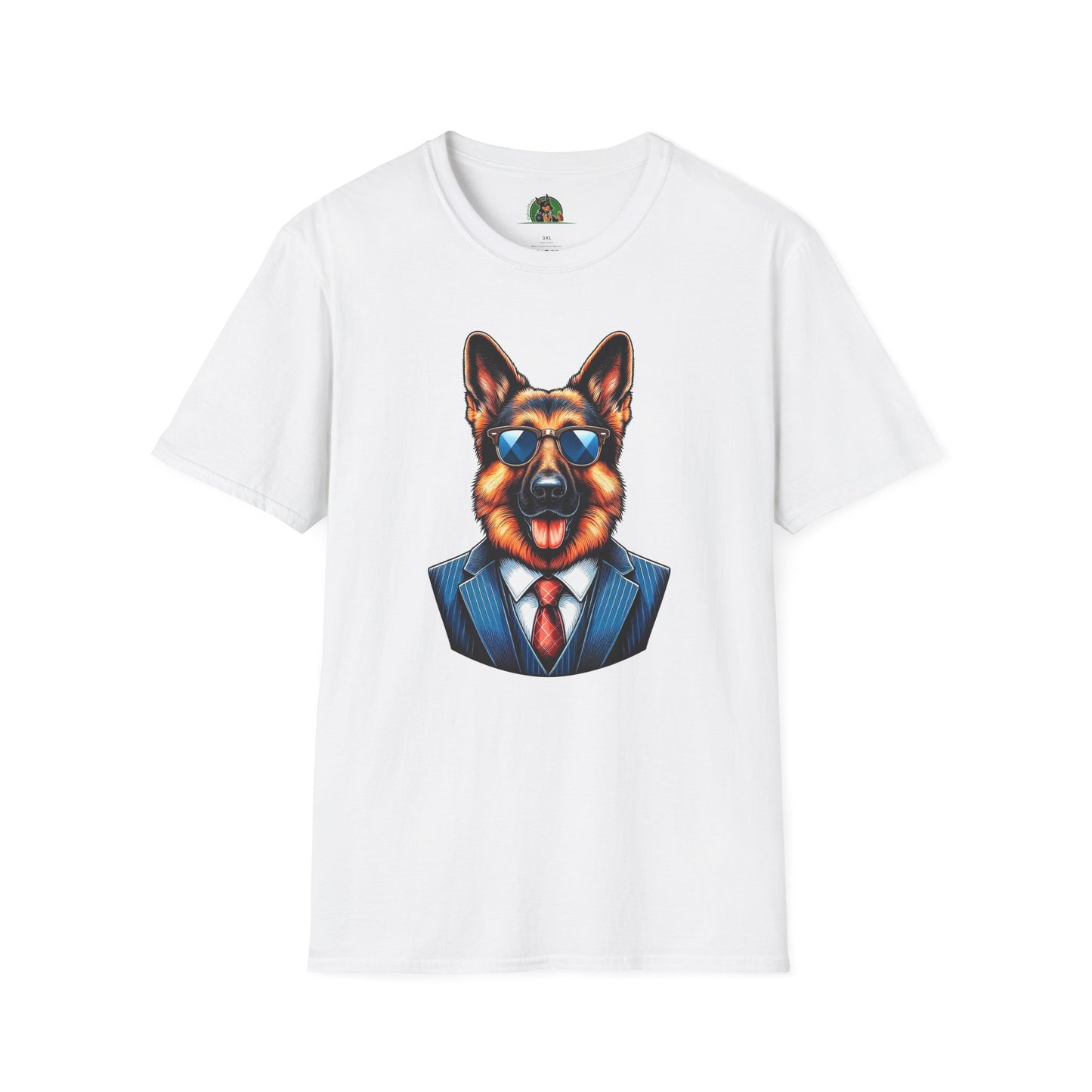 German Shepherd suit and tie T-Shirt Printify White S