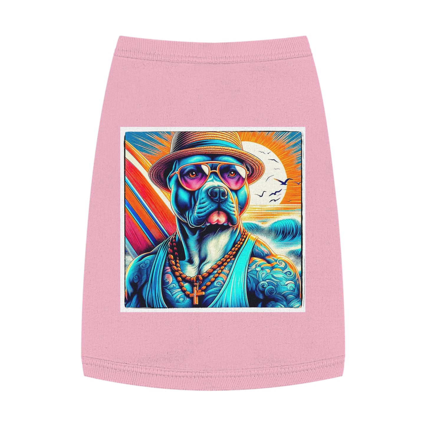 Pet Tank Top Pit Bull surfer Pets Printify M Pink