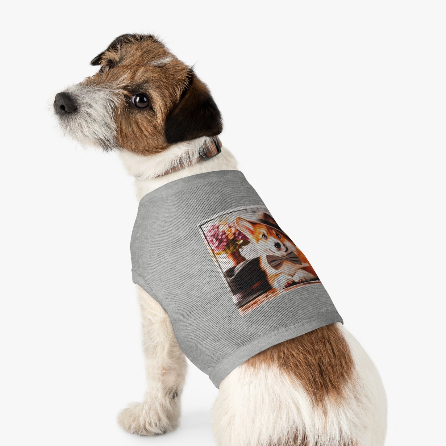 Pet Tank Top Pembroke Welsh Corgi pretty bow tie Pets Printify