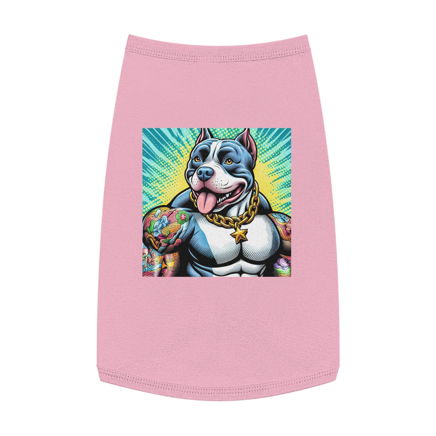 Pet Tank Top Pit Bull huge muscles shirt Pets Printify L Pink