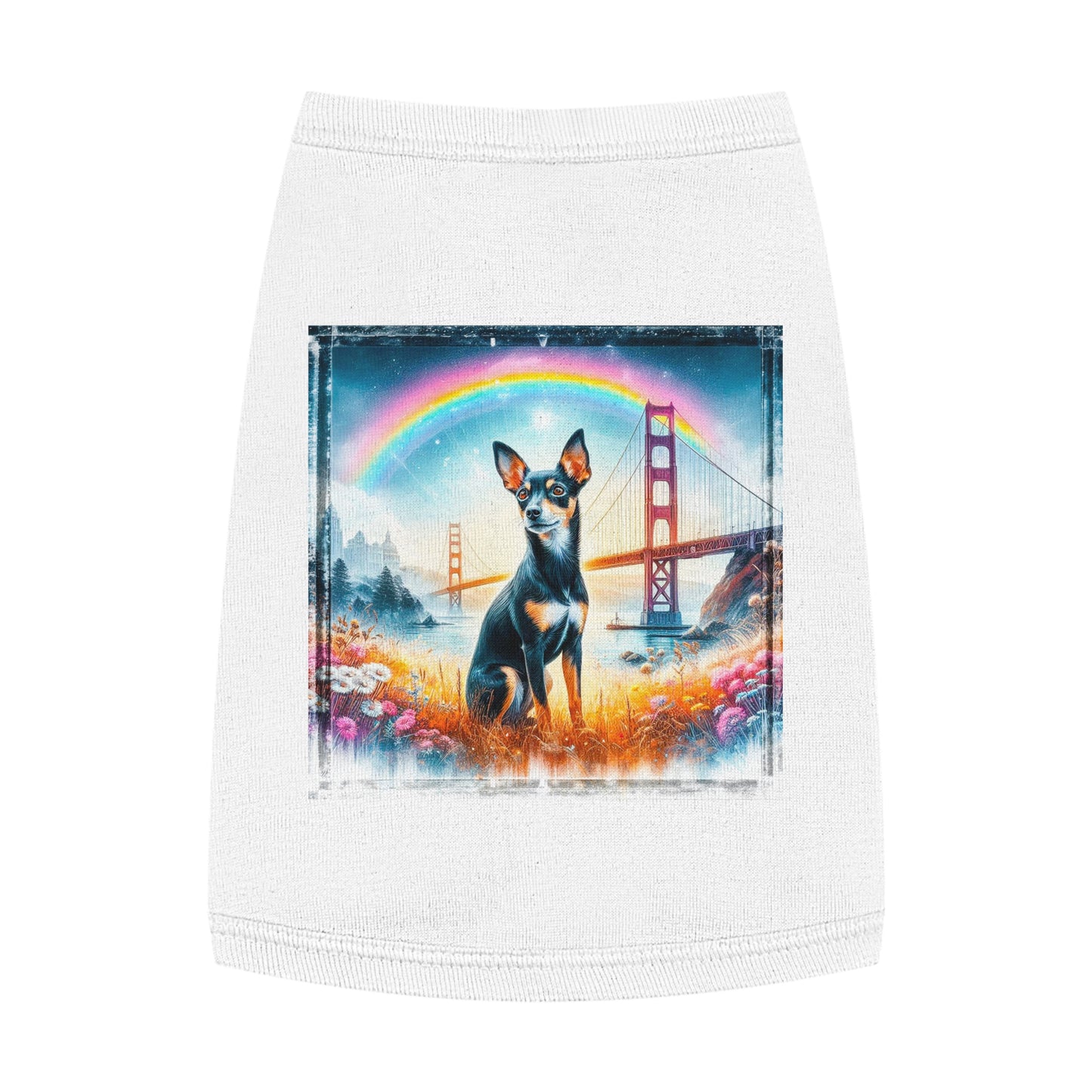 Pet Tank Top Rat Terrier rainbow bridge Pets Printify M White