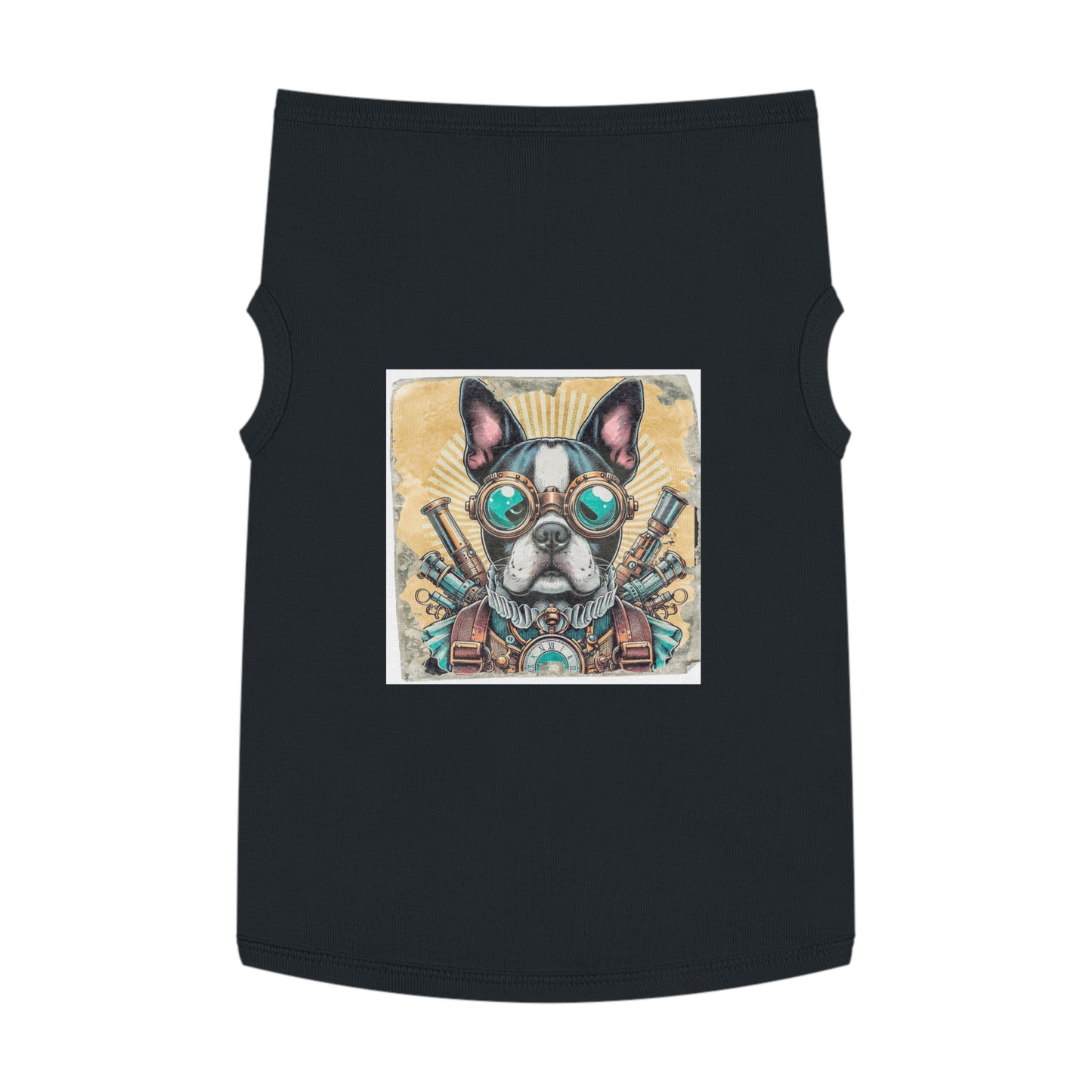 Pet Tank Top Boston Terrier In Steampunk Clothes Pets Printify XL Black