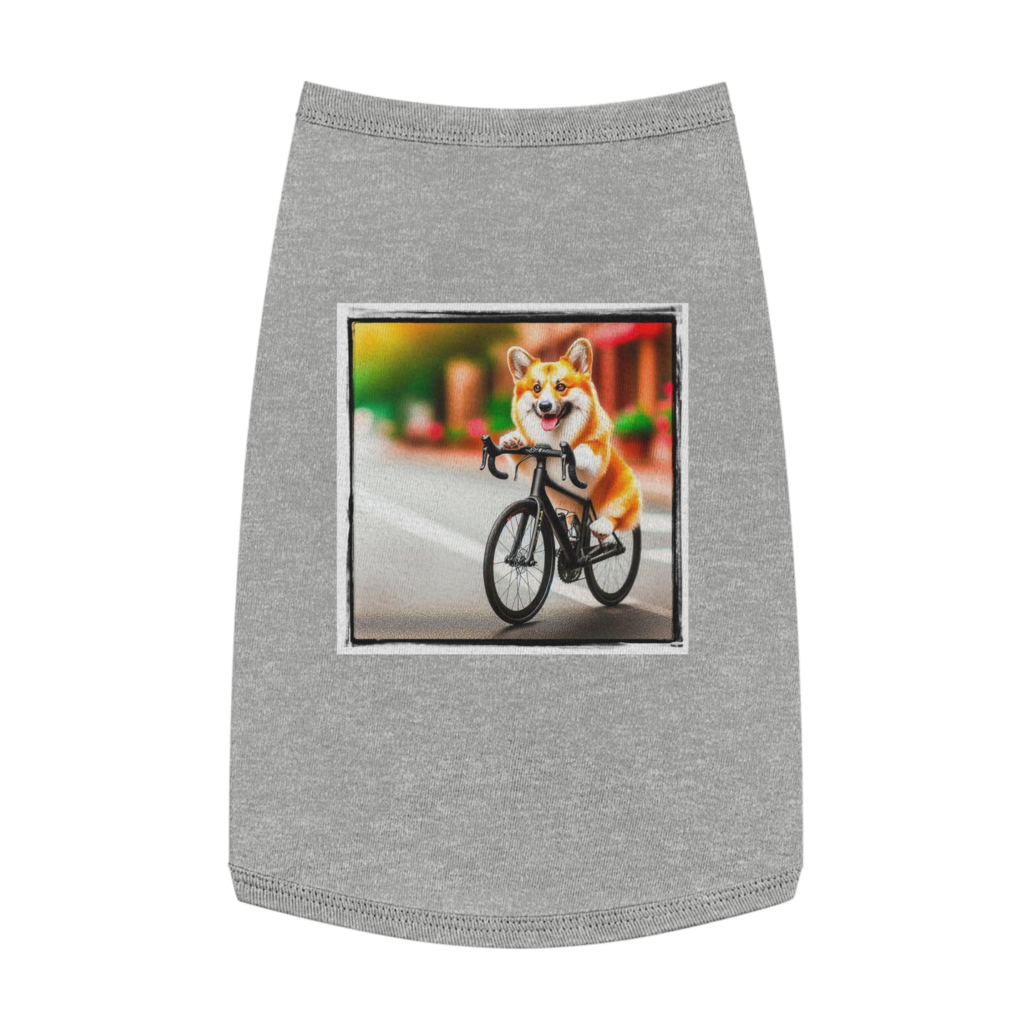 Pet Tank Top Pembroke Welsh Corgi bike riding Pets Printify L Heather