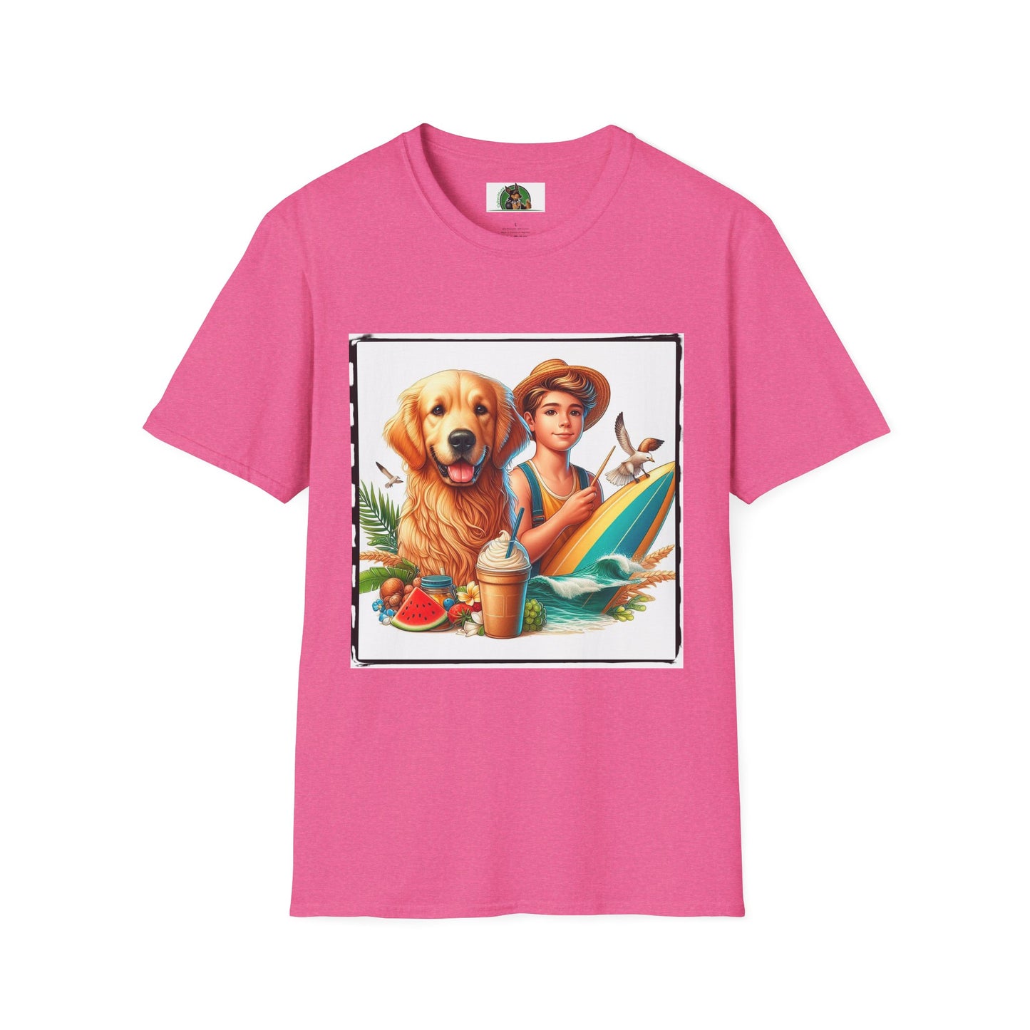 Golden Retriever boy and handsome puppy T-Shirt Printify S Heather Heliconia