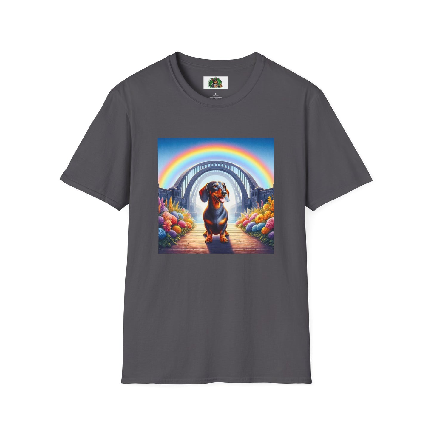 Dachshund rainbow bridge t shirt T-Shirt Printify Charcoal S