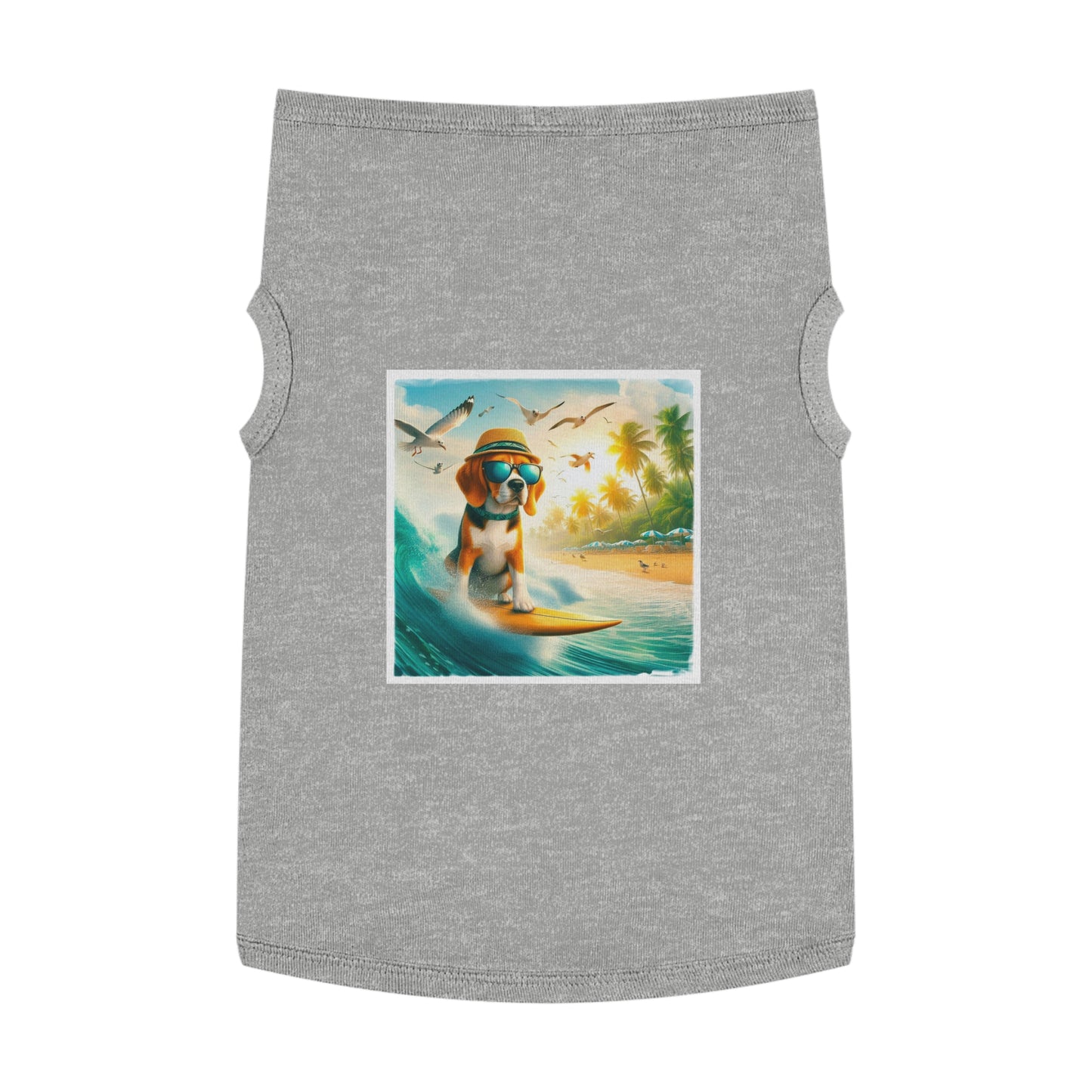 Pet Tank Top Beagle Surfer Pets Printify XL Heather