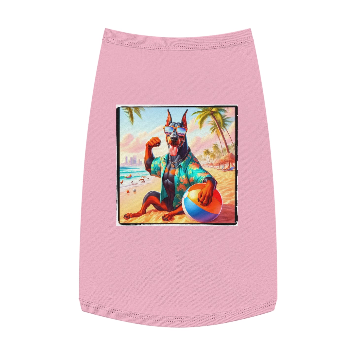 Pet Tank Top Doberman fun in the sun t shirt Pets Printify L Pink