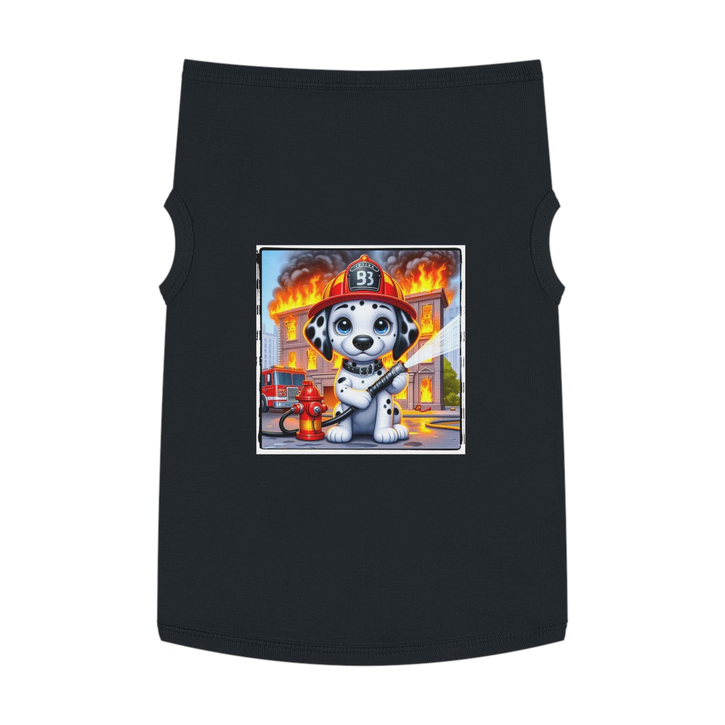 Pet Tank Top Dalmatian small fireman t shirt Pets Printify