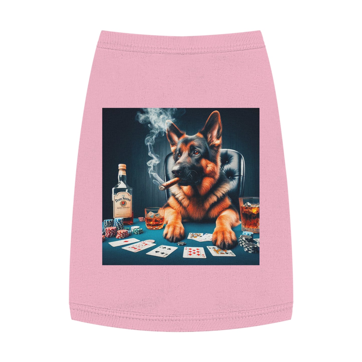 German Shepherd poker player shirt Pets Printify M Pink