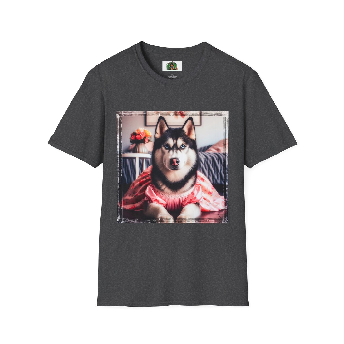 Husky pretty pink dress shirt T-Shirt Printify XS Dark Heather