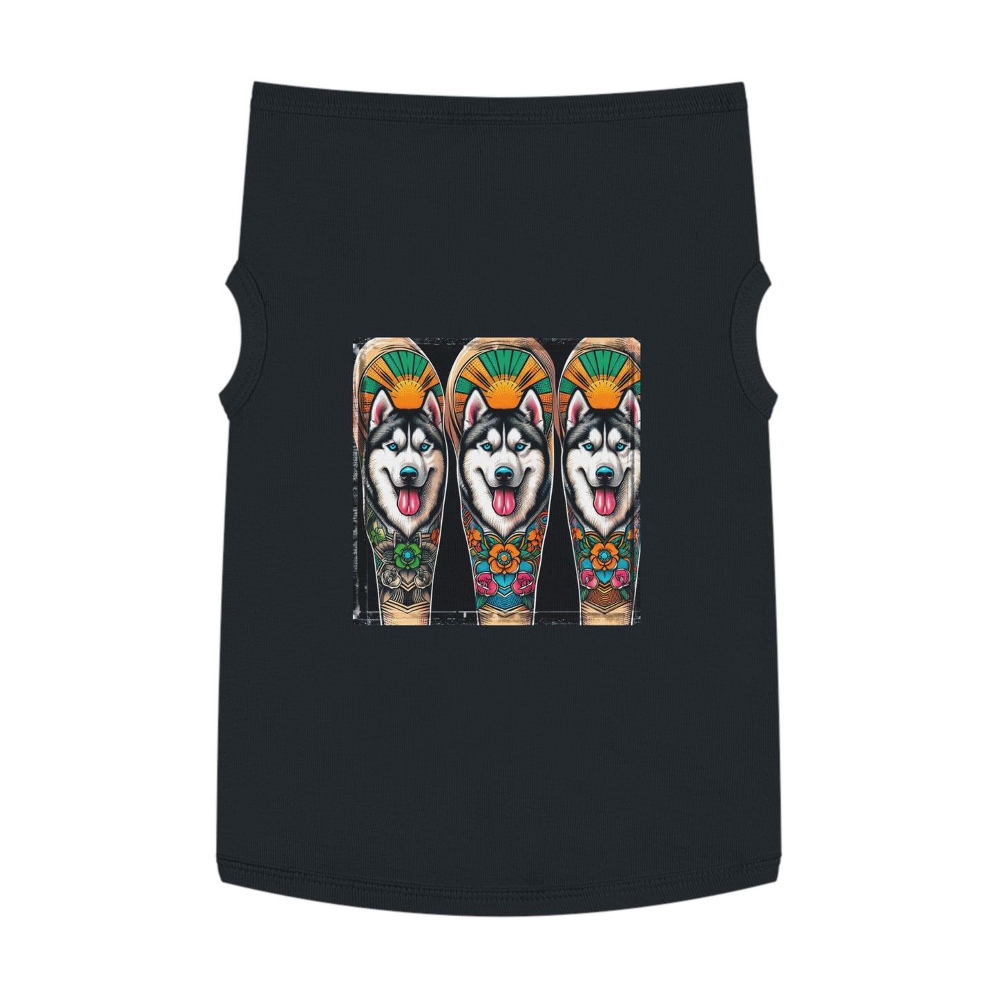 Pet Tank Top Husky fun tattoo Pets Printify XL Black