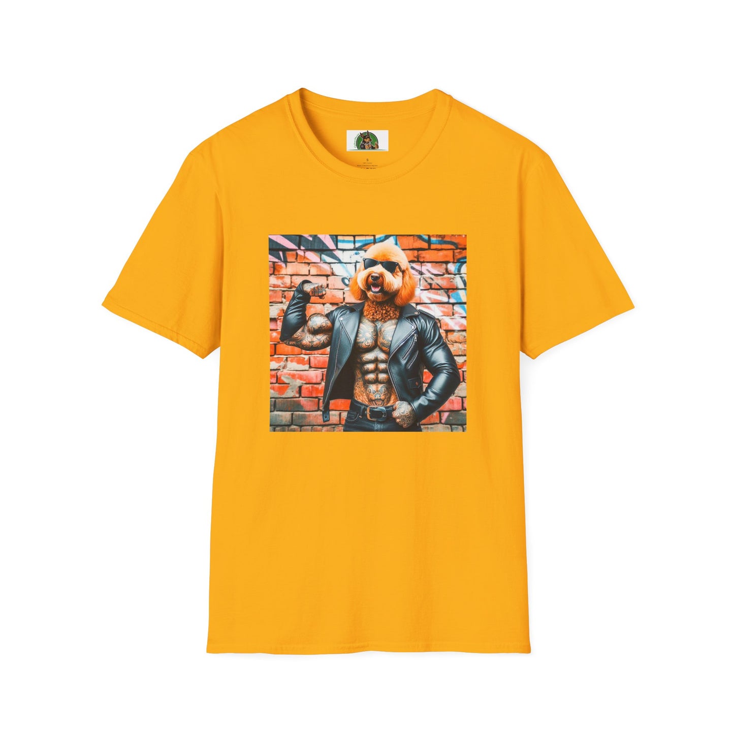Golden Doodle muscles t shirt T-Shirt Printify S Gold