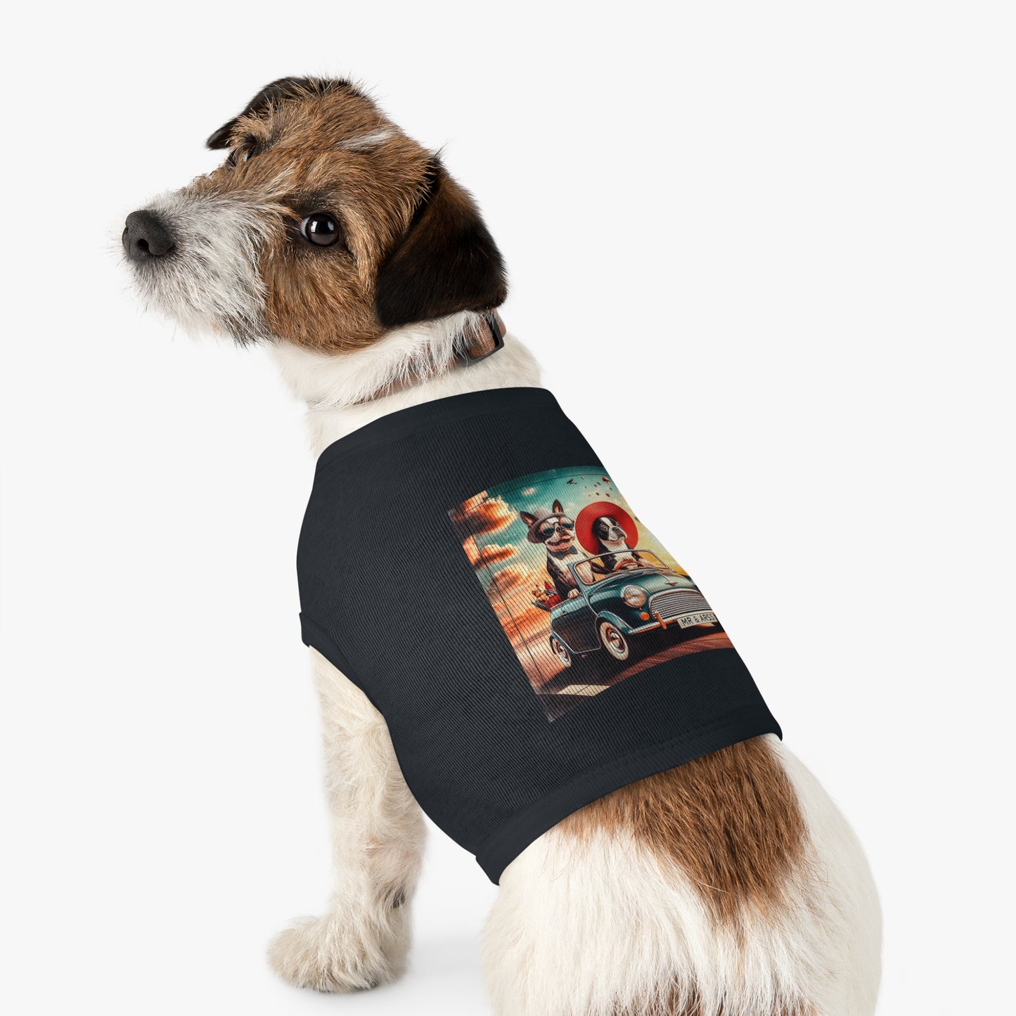 Wacky Boston Terrier Dog Driving in Car Tank Top For Pet Pets Printify