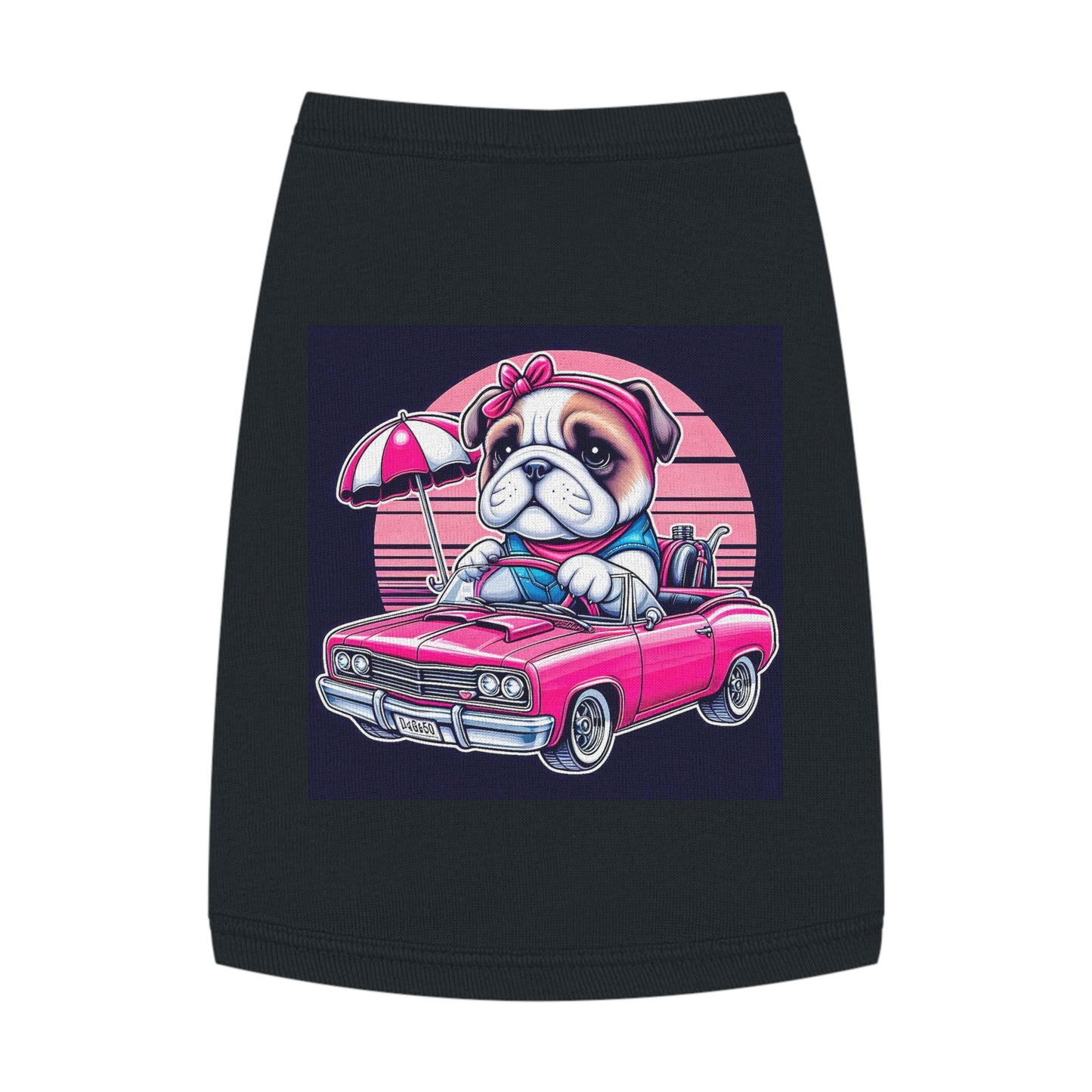 Wacky Pet Tank Top Bulldog tiny pink. car t shirt Pets Printify M Black