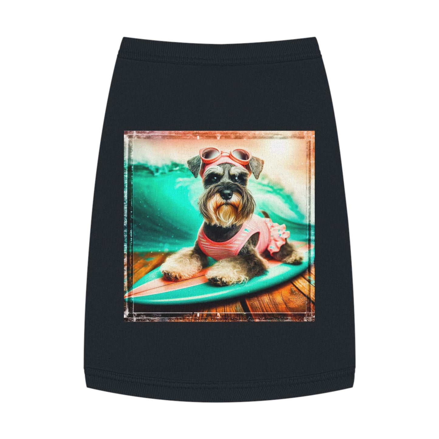 Pet Tank Top Miniature Schnauzer princess surfer Pets Printify M Black
