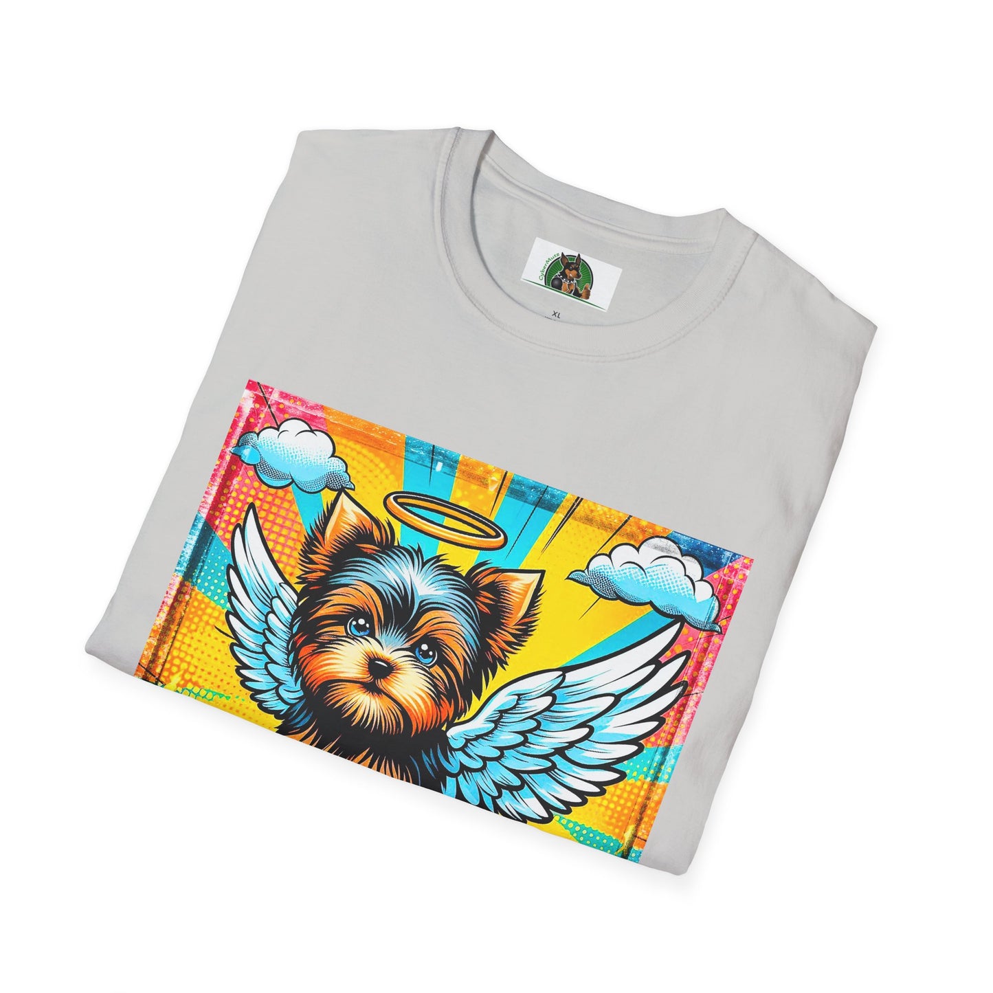 Yorkie pop art clouds shirt