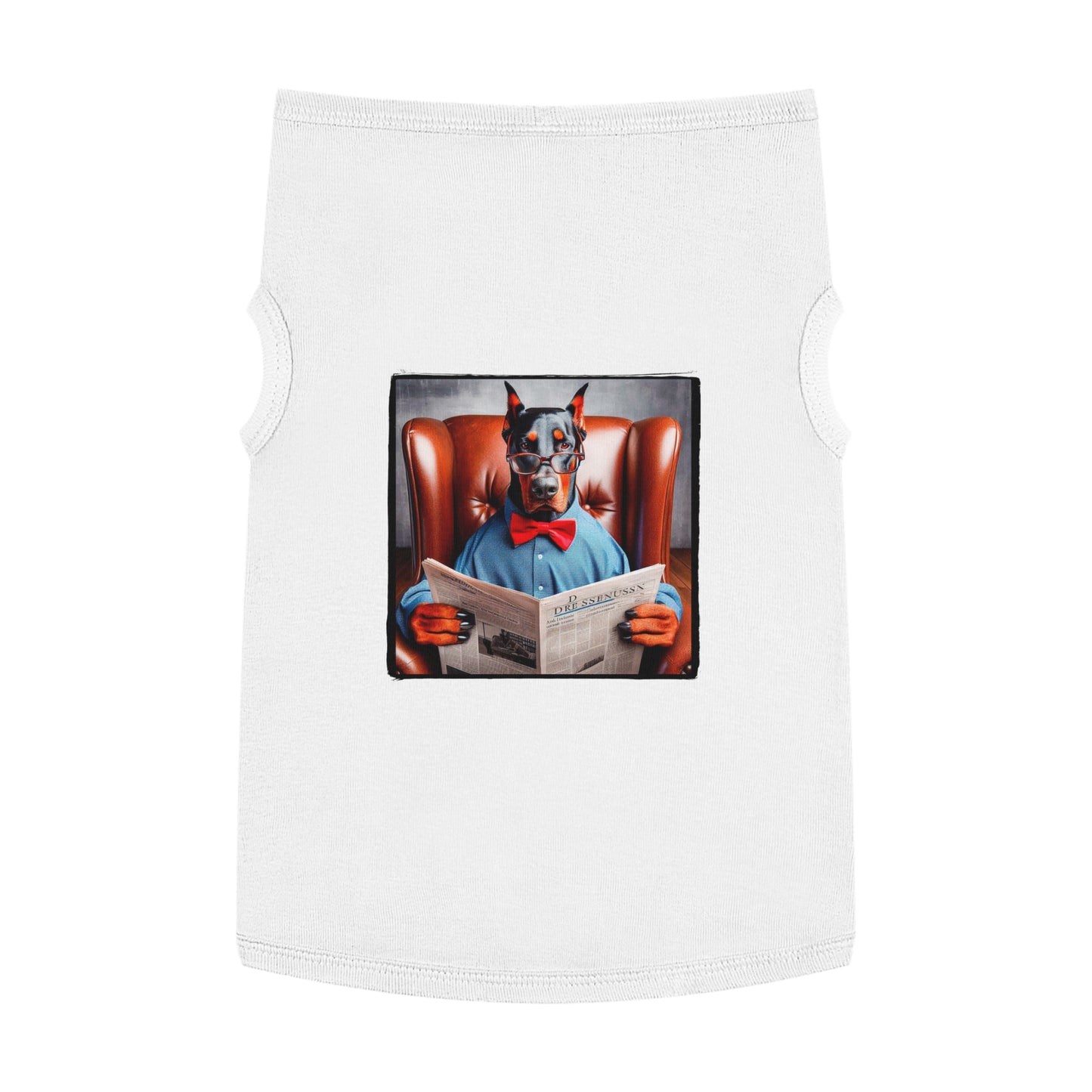 Pet Tank Top Doberman paper reading Pets Printify XL White