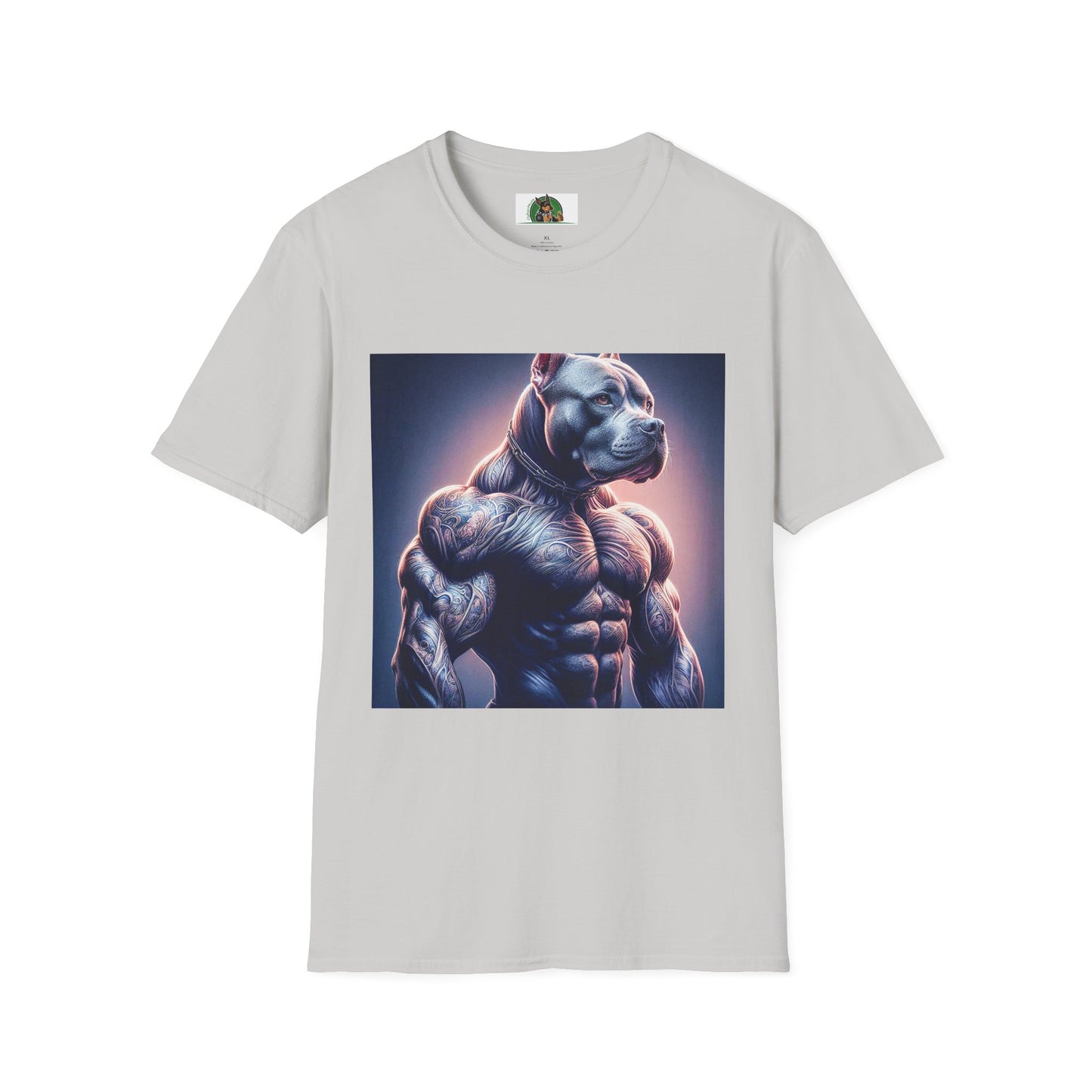 Pit Bull muscles man T-Shirt Printify S Ice Grey