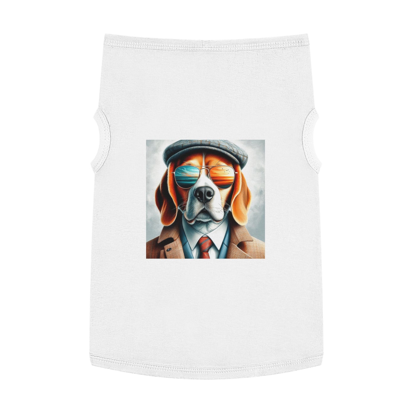 Pet Tank Top Beagle Classy Suit Pets Printify XL White