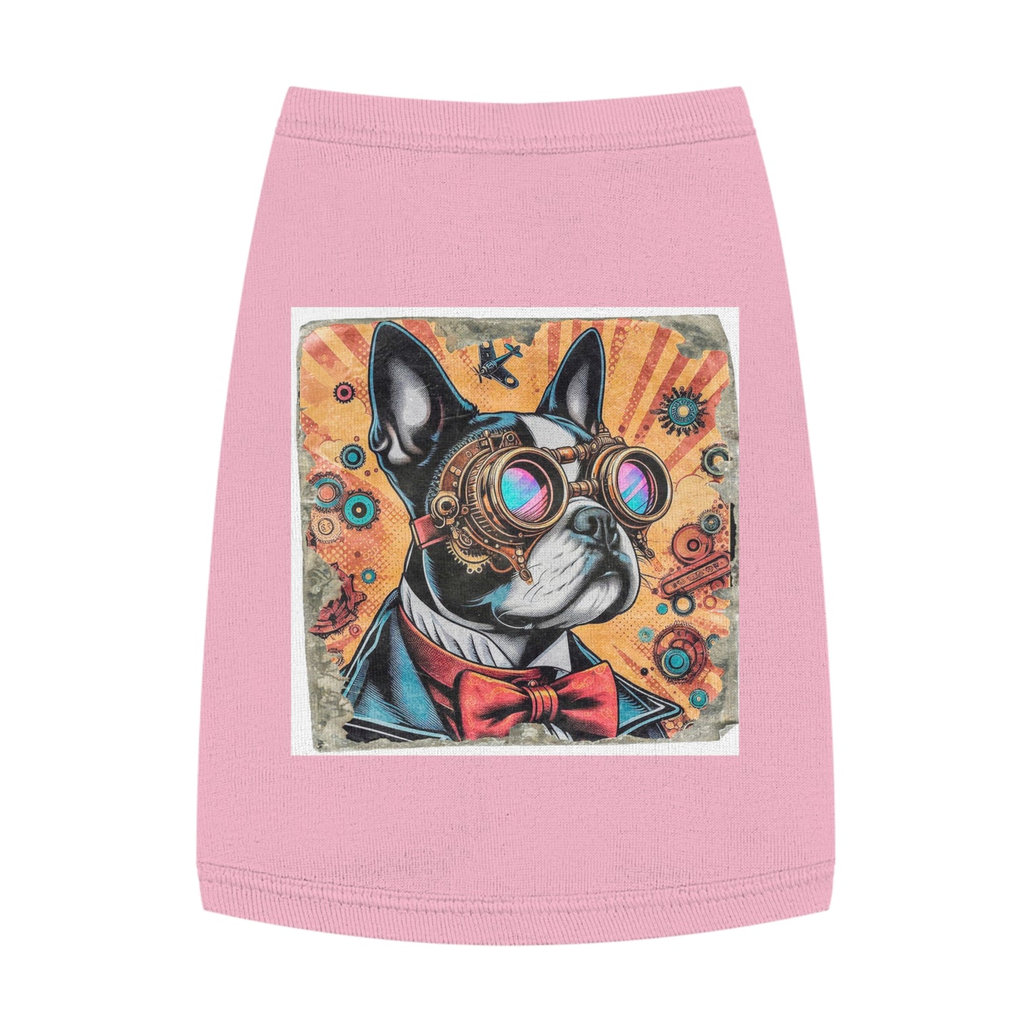 Pet Tank Top Boston Terrier Steampunk Dog Pets Printify M Pink