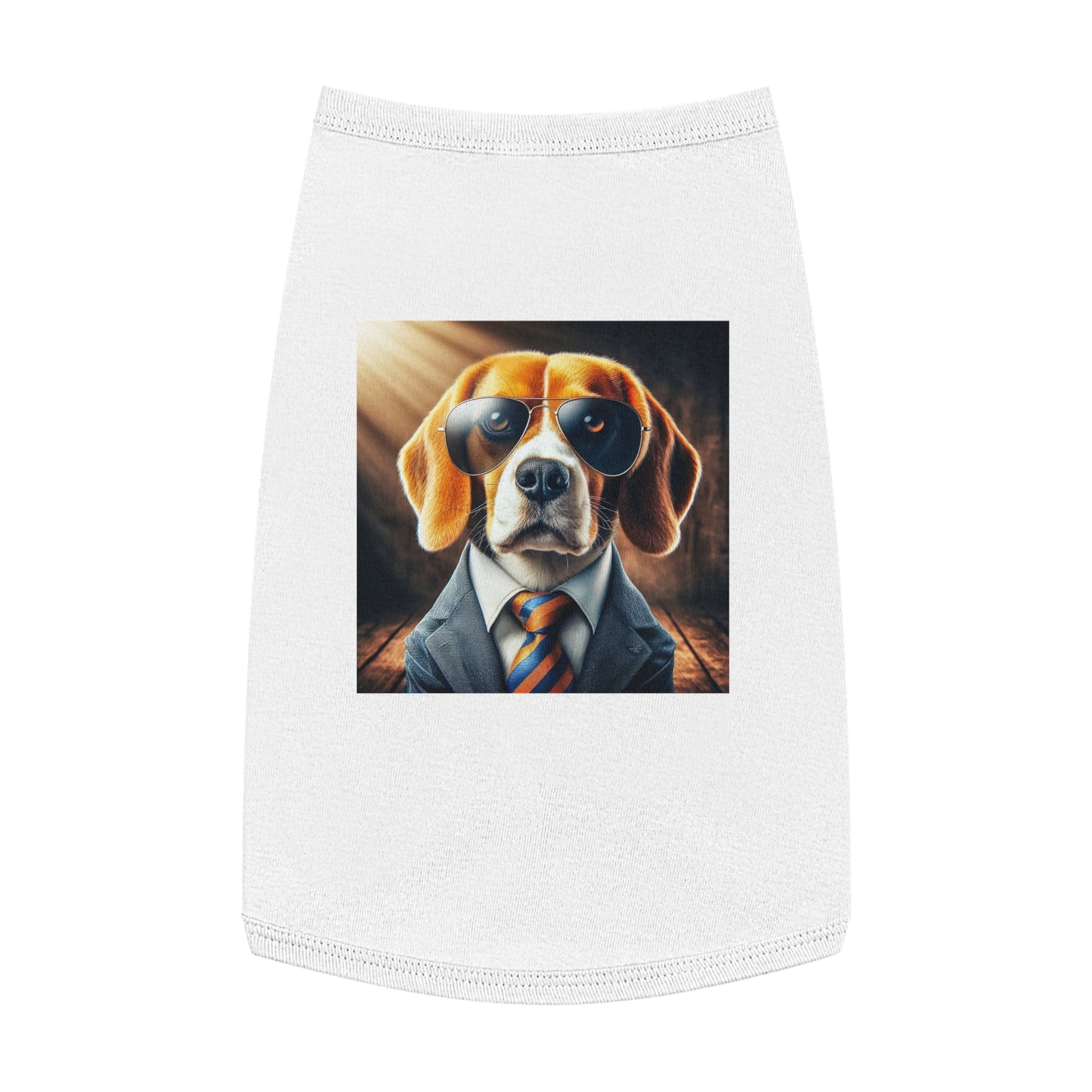 Pet Tank Top Beagle Dog In Suit And Shades Pets Printify L White