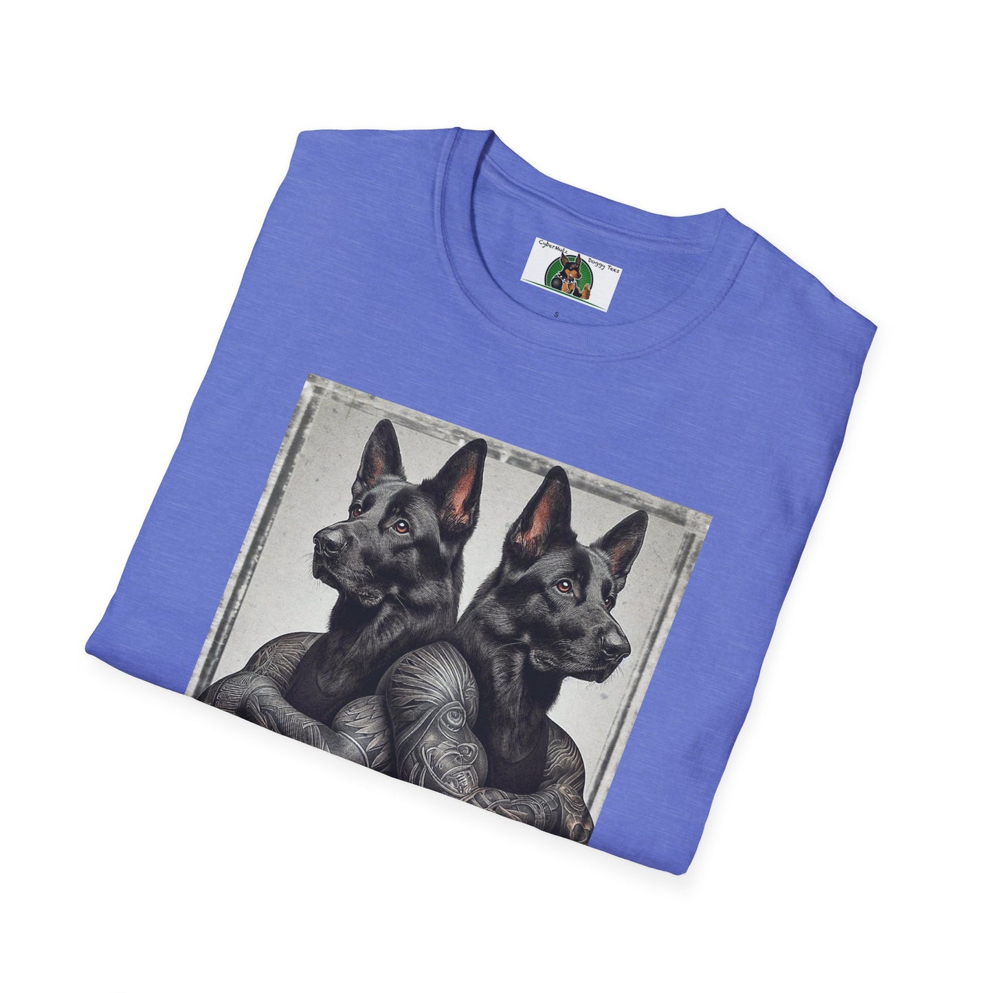 Muscle Twins Black German Shepherds Unisex Softstyle T-Shirt
