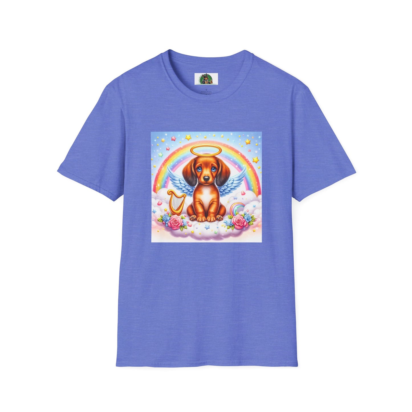 Dachshund glowing angel t shirt T-Shirt Printify Heather Royal S