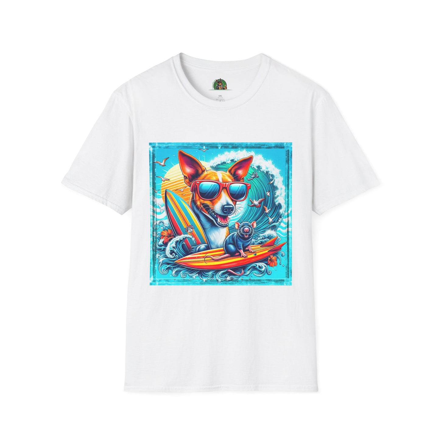 Rat Terrier T-Shirt puppy surfing T-Shirt Printify XS White