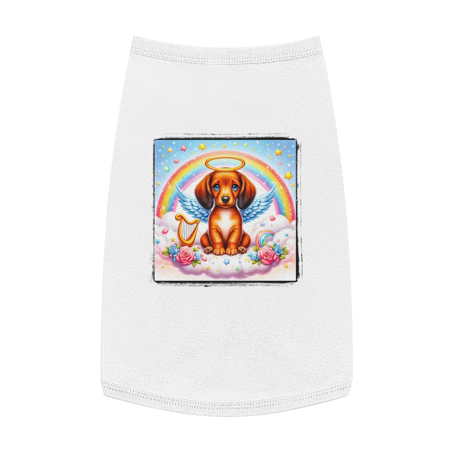 Pet Tank Top Dachshund angel baby t shirt Pets Printify L White