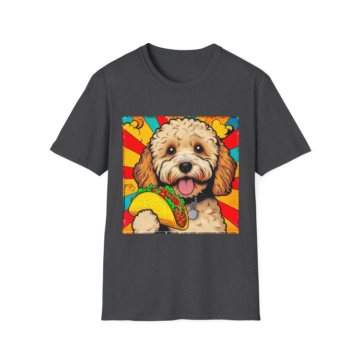 CockerPoo taco eating t shirt T-Shirt Printify XS Dark Heather
