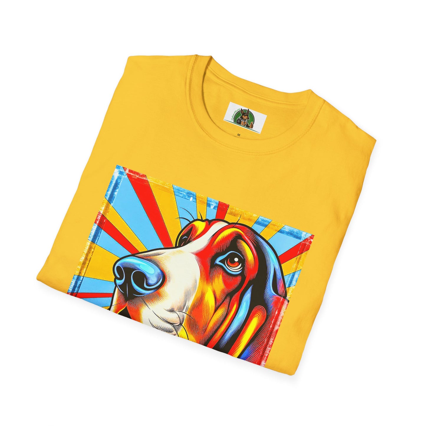Basset Hound Pop Art Unisex T Shirt Playful Dog Lovers Gift CyberMutz Bold Graphic Tee