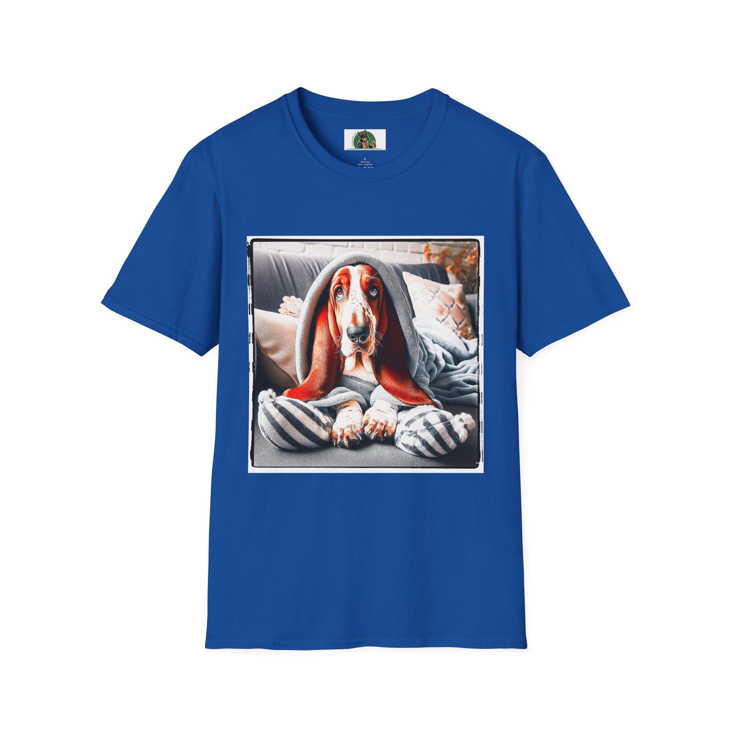 Basset Hound Draped In Blanket T-Shirt Printify XS Royal