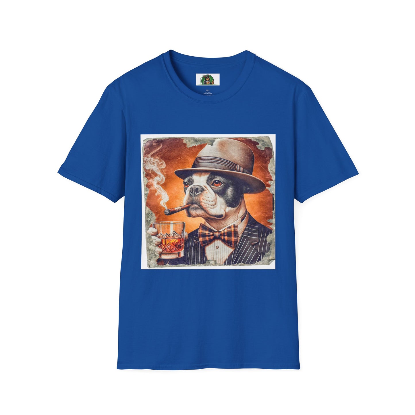 Boston Terrier Smoking T-Shirt T-Shirt Printify XS Royal